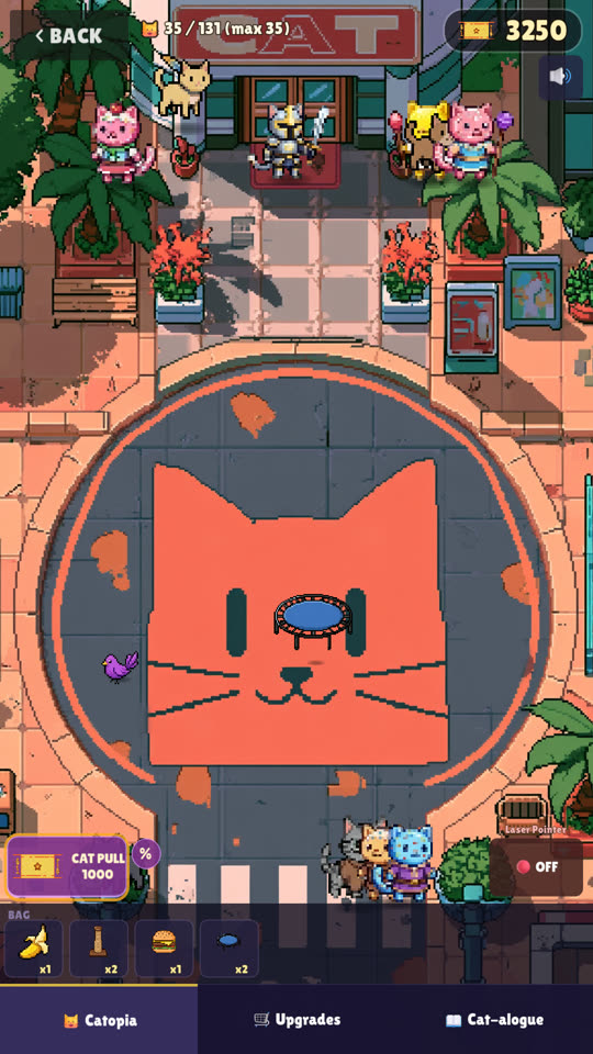 Catopia's plaza, a city square full of unlocked cats.