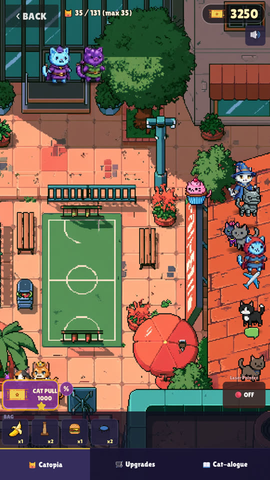 Catopia's park, with more cats wandering among the trees.